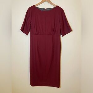 Vintage Pendleton 100% Virgin Wool Lined Burgundy Midi Dress Size 8